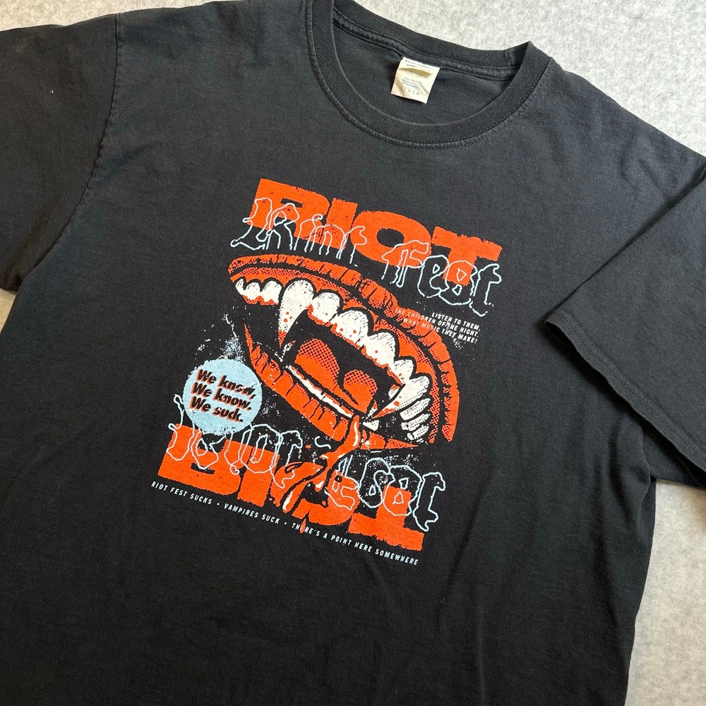 Riot Fest 2021 Chicago Lineup T-Shirt Mens L Black Smashing Pumpkins Slipknot